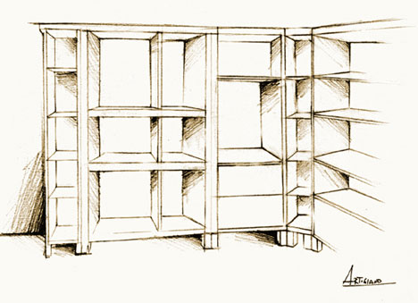 Realizzazione di libreria con filosofia JanusArt - Falegnameria Dario Biagioni - Firenze